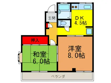 ヴィラパーク渡邉(2DK/3階)の間取り写真