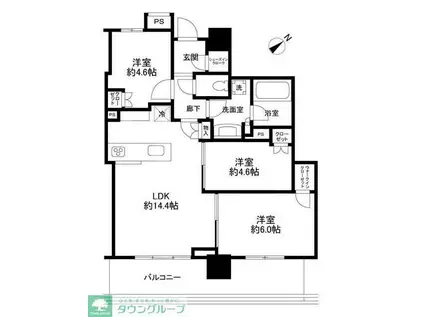 グレーシアタワーズ海老名ウエスト(3LDK/9階)の間取り写真