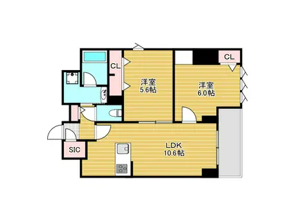 PARC DE VERT ESAKA(2LDK/8階)の間取り写真