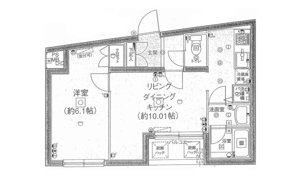 パレホームズ大岡山(1LDK/3階)の間取り写真