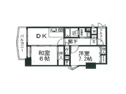 ライオンズマンション開運橋(2DK/8階)の間取り写真