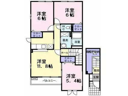 コルテス千代田B(3LDK/2階)の間取り写真