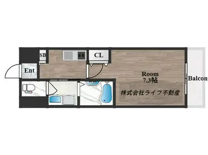 ハイラインII(1K/5階)の間取り写真