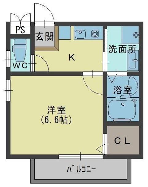 ライクルコート(1K/3階)の間取り写真
