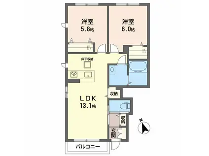 ヴェント・コリーナ(2LDK/1階)の間取り写真