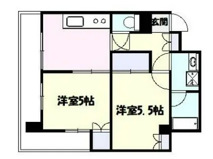 ブリッジ高津(2DK/4階)の間取り写真