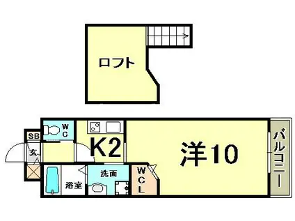 グランドオークKOBE北野(1K/3階)の間取り写真