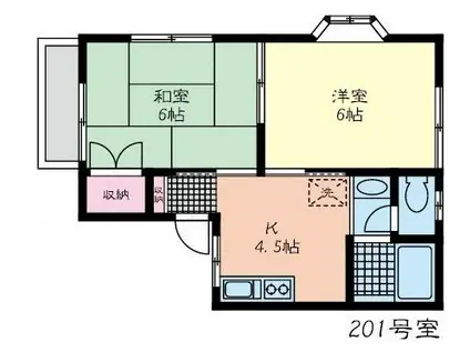 スカイハイツ(2K/2階)の間取り写真