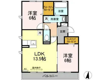 カルチェ ASUKA(2LDK/1階)の間取り写真