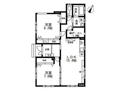 リフージョ一刻(2SLDK/1階)の間取り写真