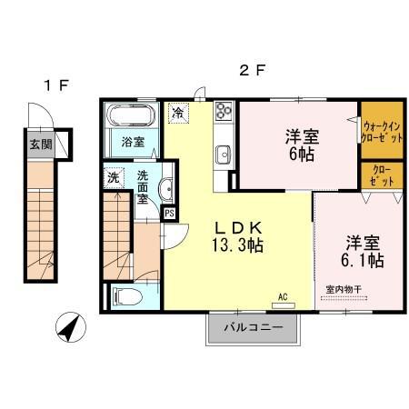ウィット垂水(2LDK/2階)の間取り写真