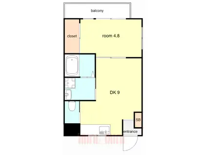 多聞コーポラス(1DK/5階)の間取り写真