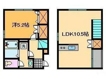 RISE元町(1LDK/2階)の間取り写真
