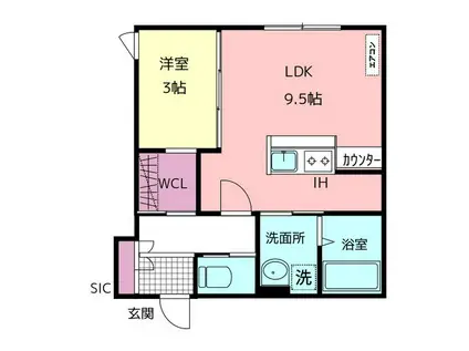 FELICE駅南III(1LDK/2階)の間取り写真
