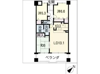 ローレルスクエア津南が丘 壱番館208(3LDK/2階)の間取り写真