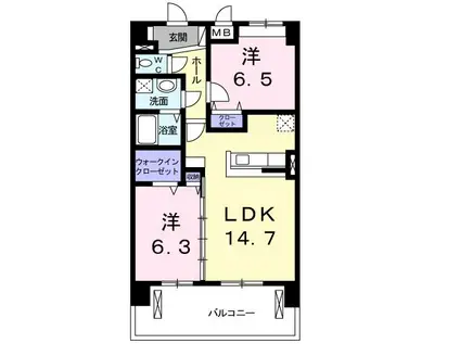ティエラ フェリス(2LDK/10階)の間取り写真