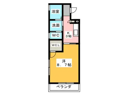 マンダリーノ(1K/3階)の間取り写真