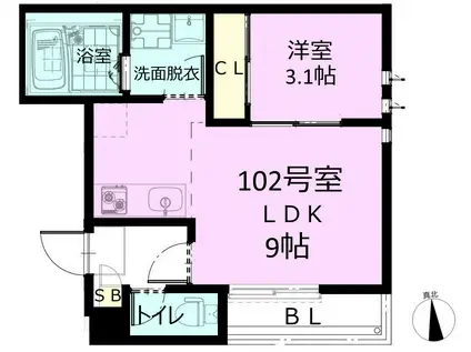 グランティックグレイス(1LDK/1階)の間取り写真