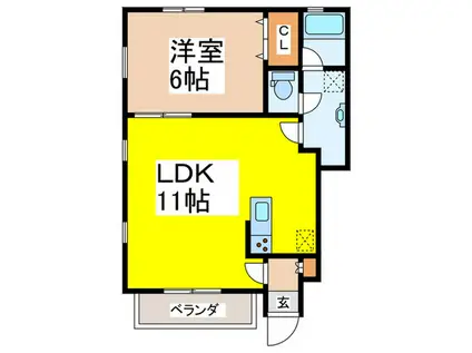 ルミノーサ南荻窪A(1LDK/1階)の間取り写真