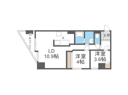 セザール琴似二条(2LDK/4階)の間取り写真