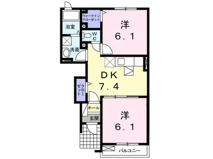 レジデンス・KB(2DK/1階)の間取り写真