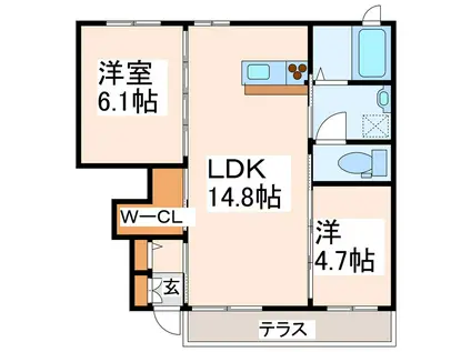 シャーメゾン宮原(2LDK/1階)の間取り写真