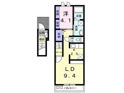ア・ラ・モード甲斐(1LDK/2階)の間取り写真
