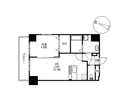 グレンパークII番館(1LDK/10階)の間取り写真