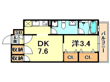 ジープラス(1DK/7階)の間取り写真