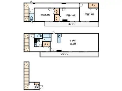 JOYNOUS(3LDK/1階)の間取り写真