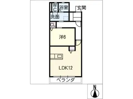 コーポはやしB棟(1LDK/3階)の間取り写真