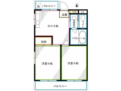 ルプレジュール(2DK/3階)の間取り写真