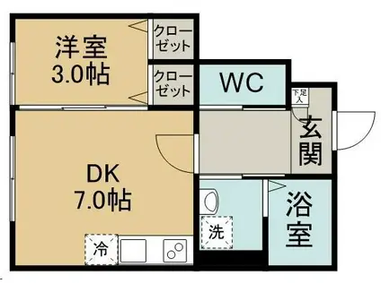 Mステージ東仙台ウエスト(1DK/1階)の間取り写真