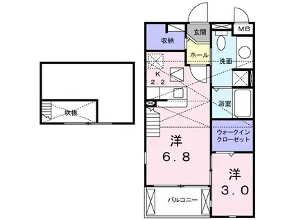 ブローテ 古氷(1LDK/2階)の間取り写真