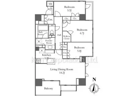 プラウド奥沢(3LDK/3階)の間取り写真