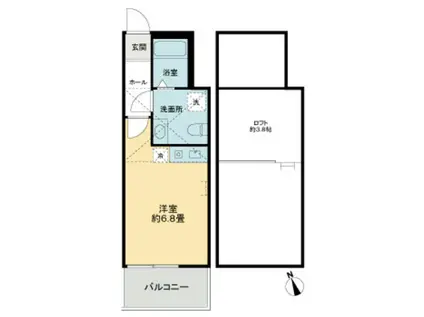 SKY給(ワンルーム/2階)の間取り写真