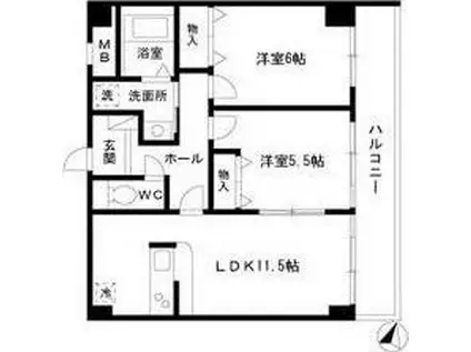 ウィル猫洞(2LDK/3階)の間取り写真