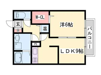 ハーモニーコート(1LDK/1階)の間取り写真