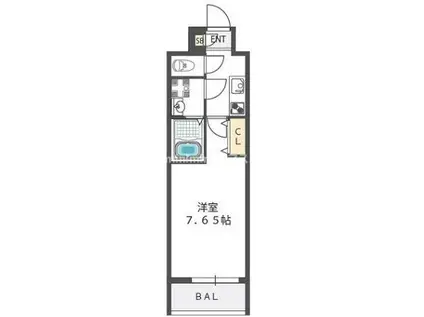 ES-GRANDE大阪福島(1K/2階)の間取り写真
