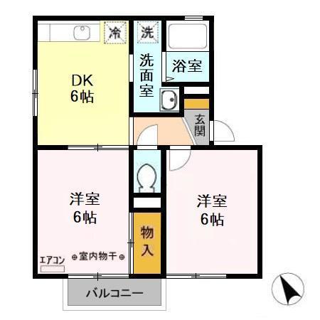 ファインビレッジ(2DK/2階)の間取り写真