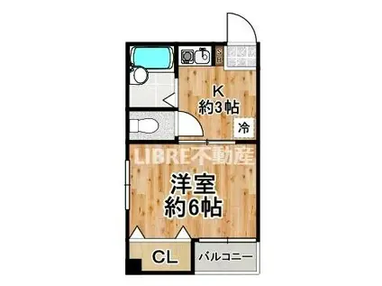 カンカワマンション(1K/2階)の間取り写真