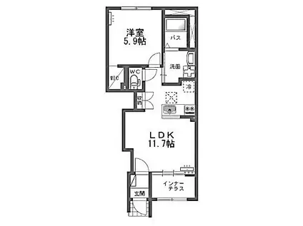 GRAND FELICIA(1LDK/1階)の間取り写真