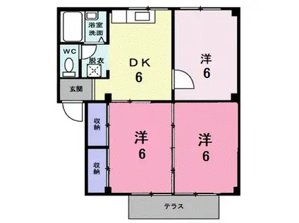 エメラルドハイツ(3DK/1階)の間取り写真