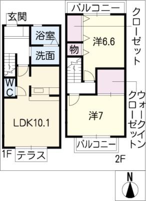 ポポラーレ幸(2LDK/1階)の間取り写真
