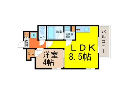 エスティメゾン東別院(1LDK/4階)の間取り写真