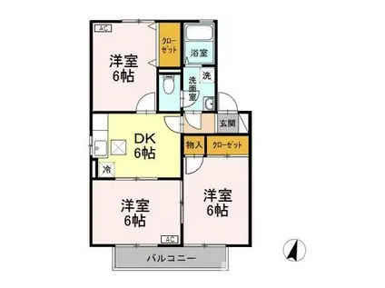 ロイヤルガーデン子安 E(3DK/1階)の間取り写真