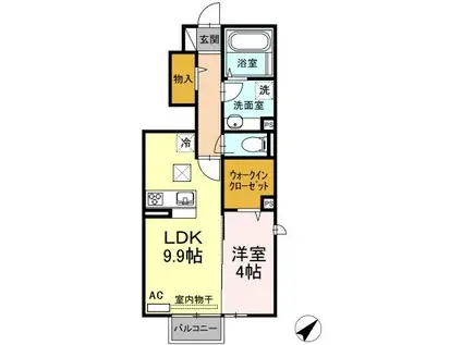 トレス日明弐番館(1LDK/1階)の間取り写真
