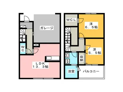 LEON A棟(2LDK/1階)の間取り写真