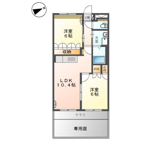 ルノアール(2LDK/1階)の間取り写真