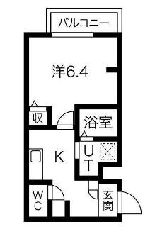 エヌエムスワサントヌフサウス(1K/2階)の間取り写真